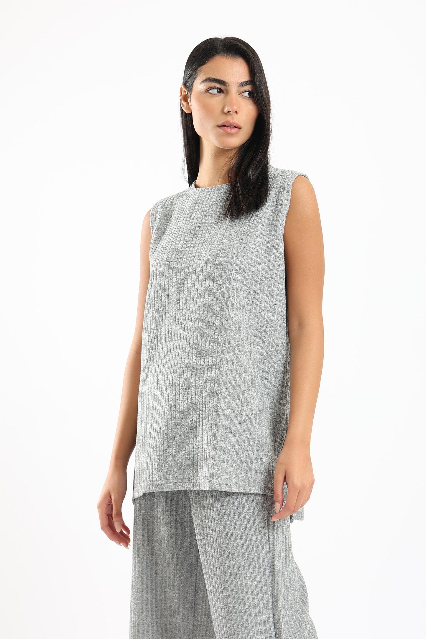 Ribbed Knitted Sleeveless Top