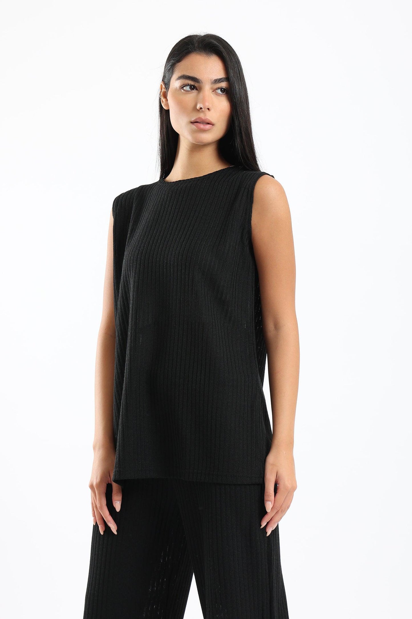 Ribbed Knitted Sleeveless Top