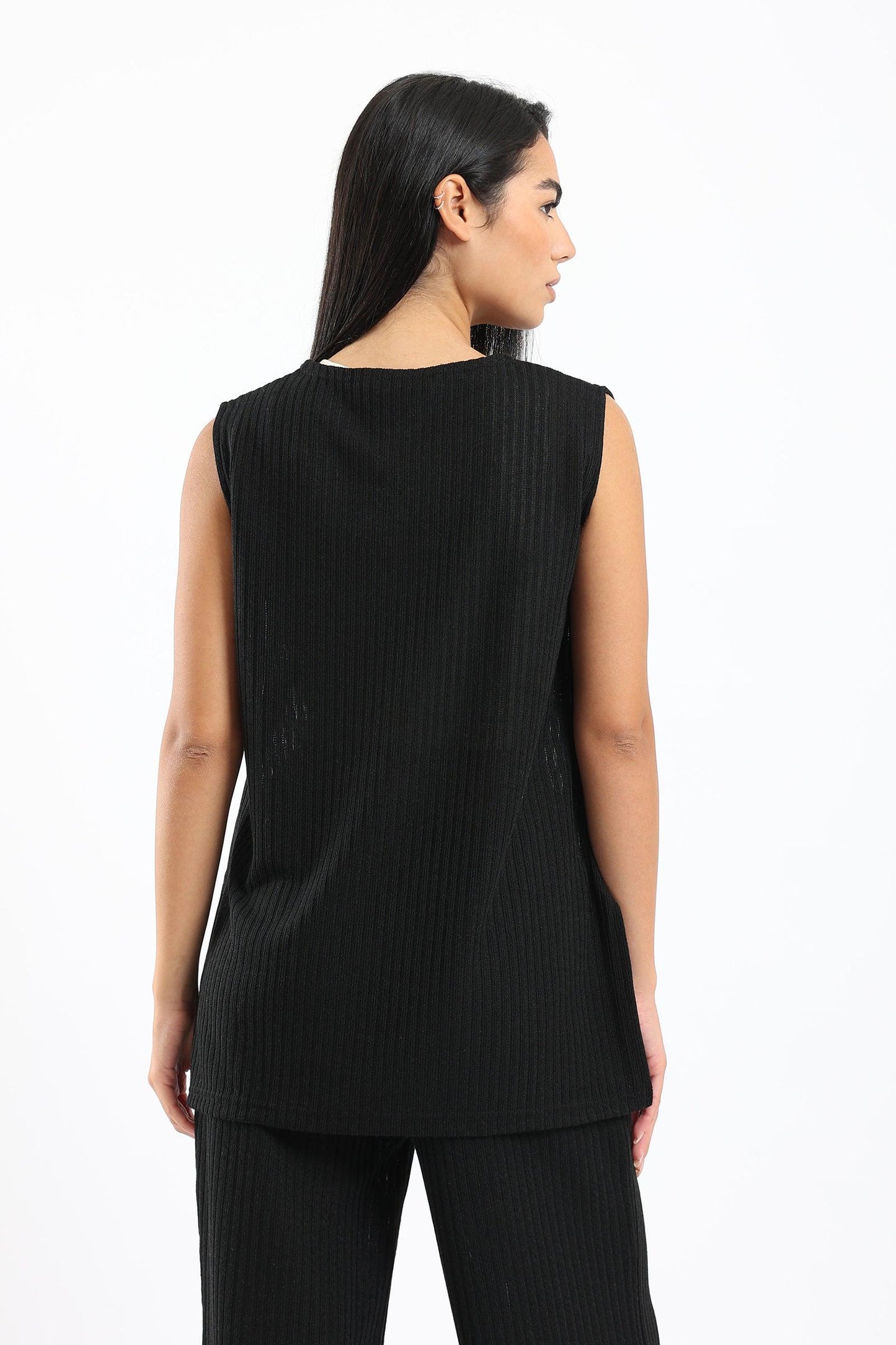 Ribbed Knitted Sleeveless Top