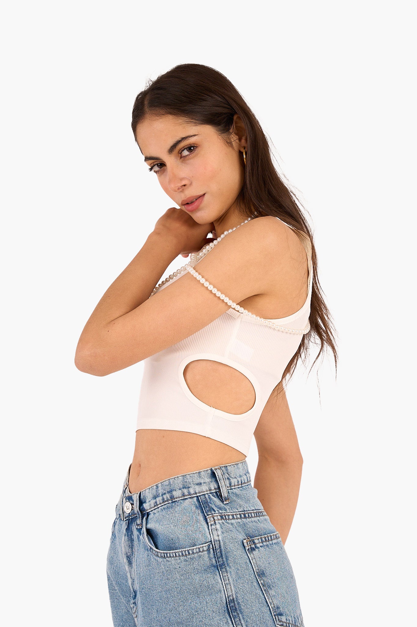 توب قصير مضلع بفتحات