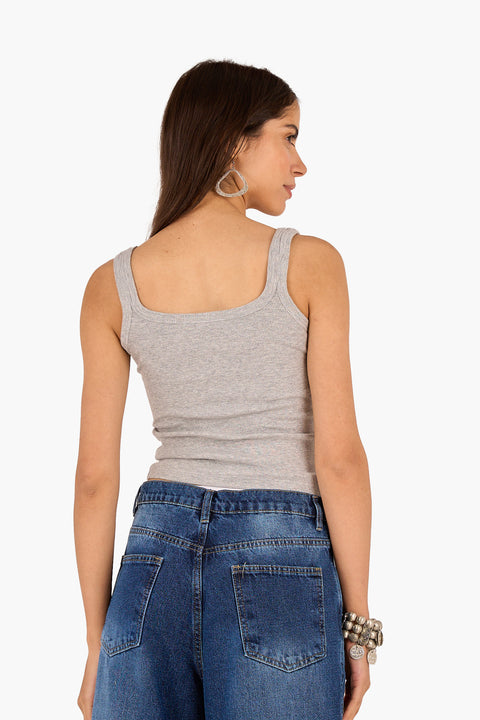 Ribbed Round Neck Top