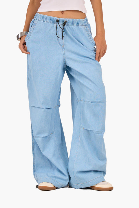 Relaxed Fit Drawstring Denim Pants