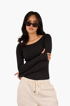 Long Sleeves Top with Thumbhole Cuffs