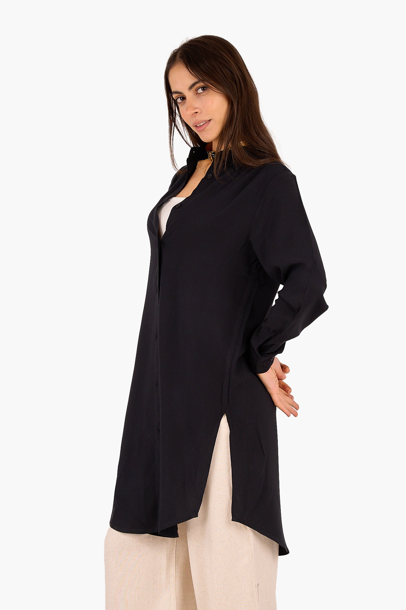 قميص طويل سادة رايون