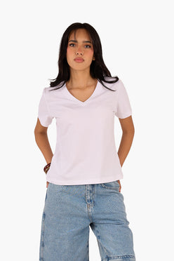 V-Neck Cotton Blend T-Shirt