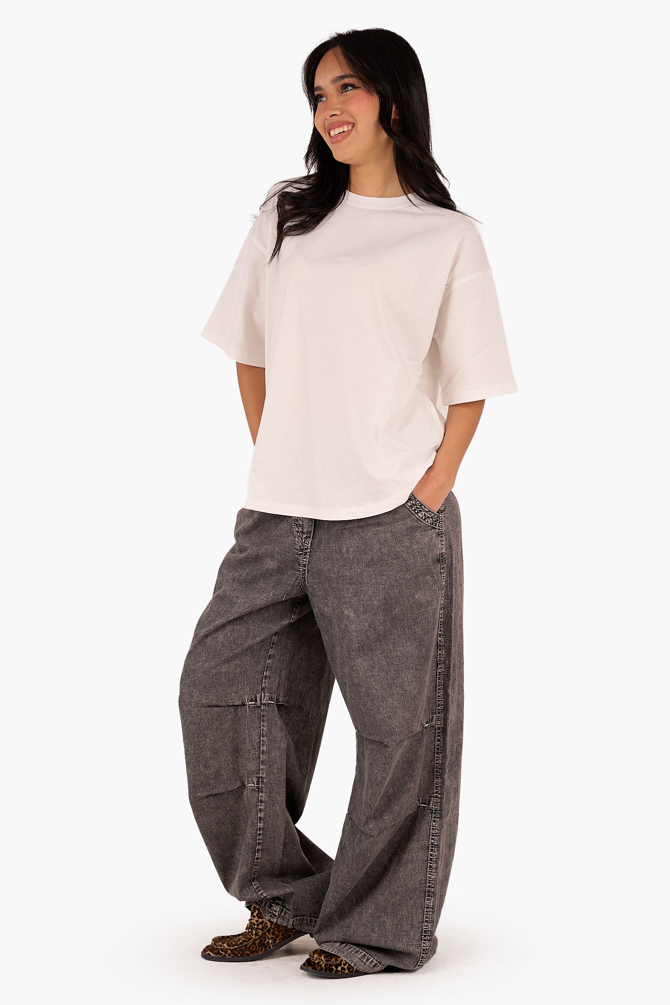 تيشيرت قطن واسع سادة