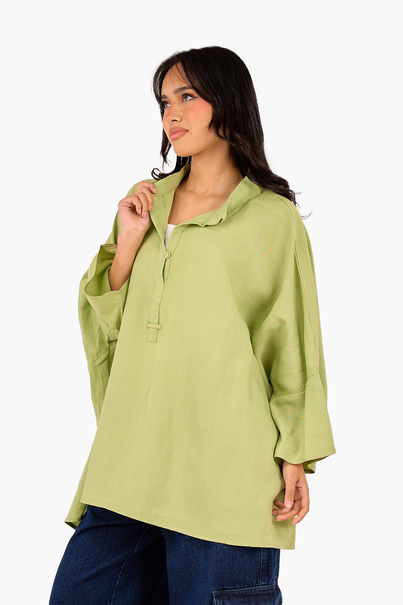 Half Placket Oversized Shirt