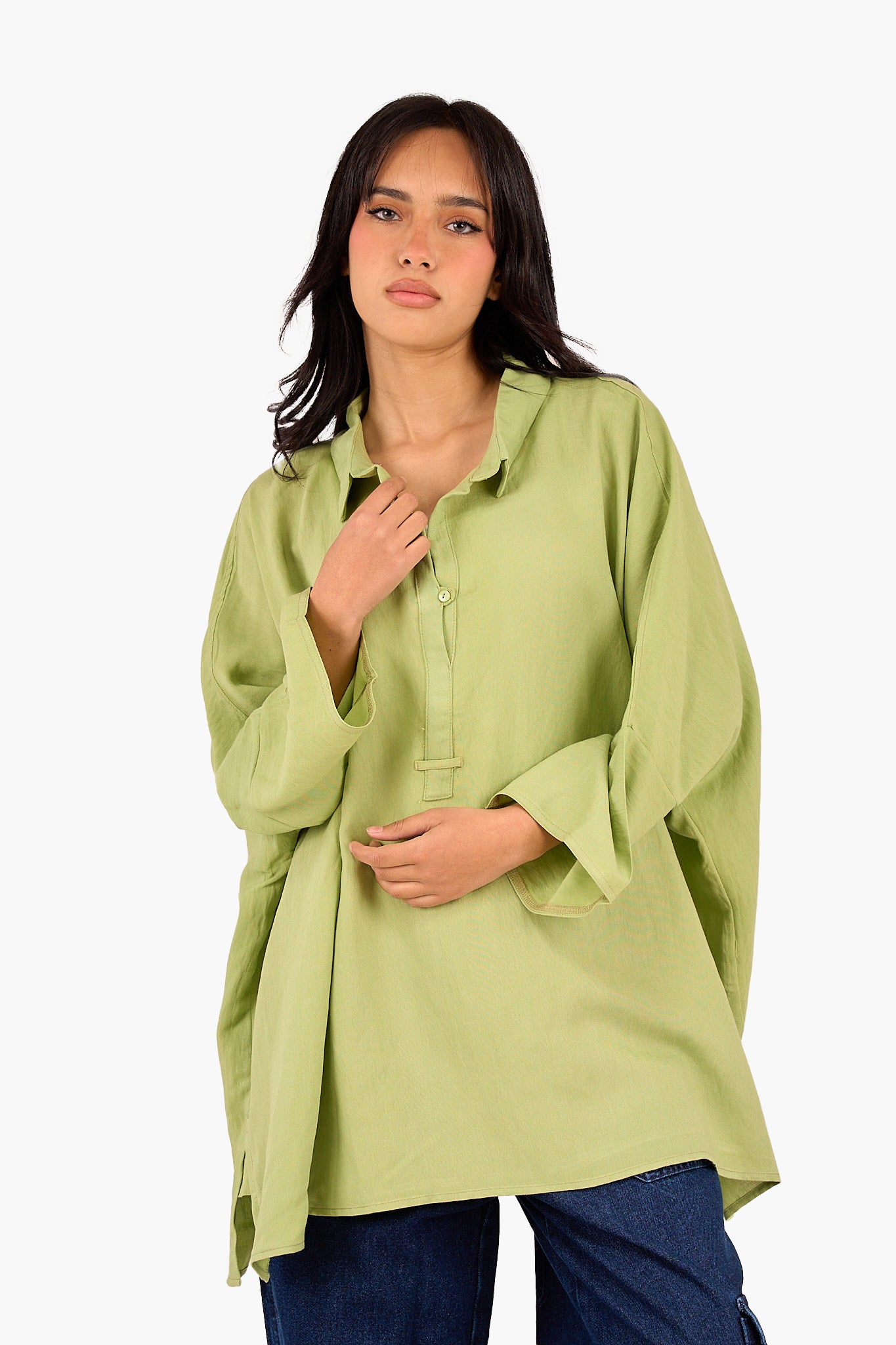 Half Placket Oversized Shirt