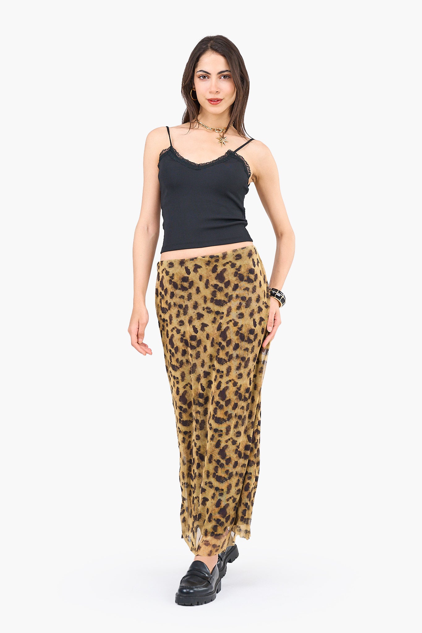 Leopard Print Midi Skirt