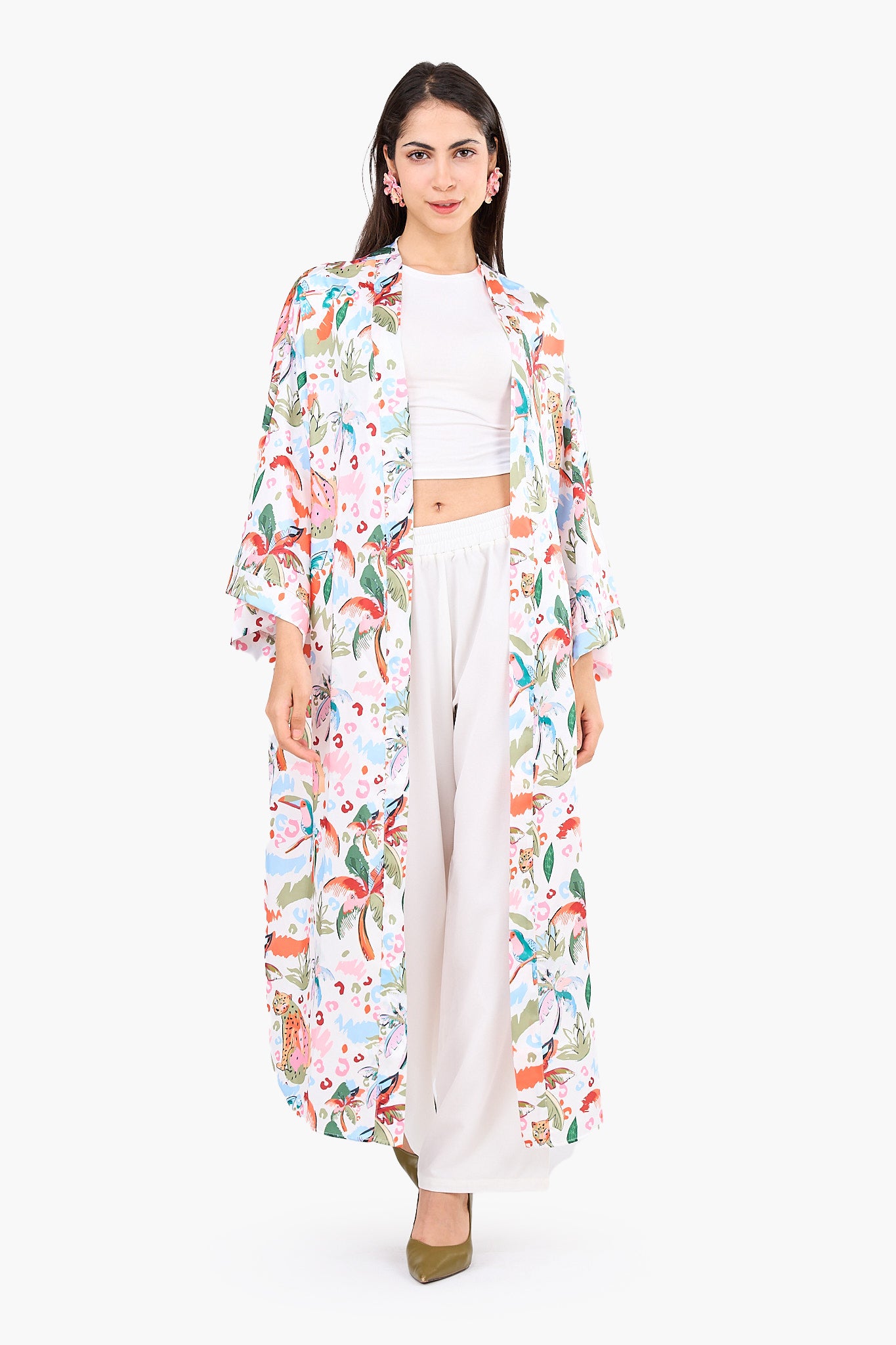 Colorful Palm-Print Kimono