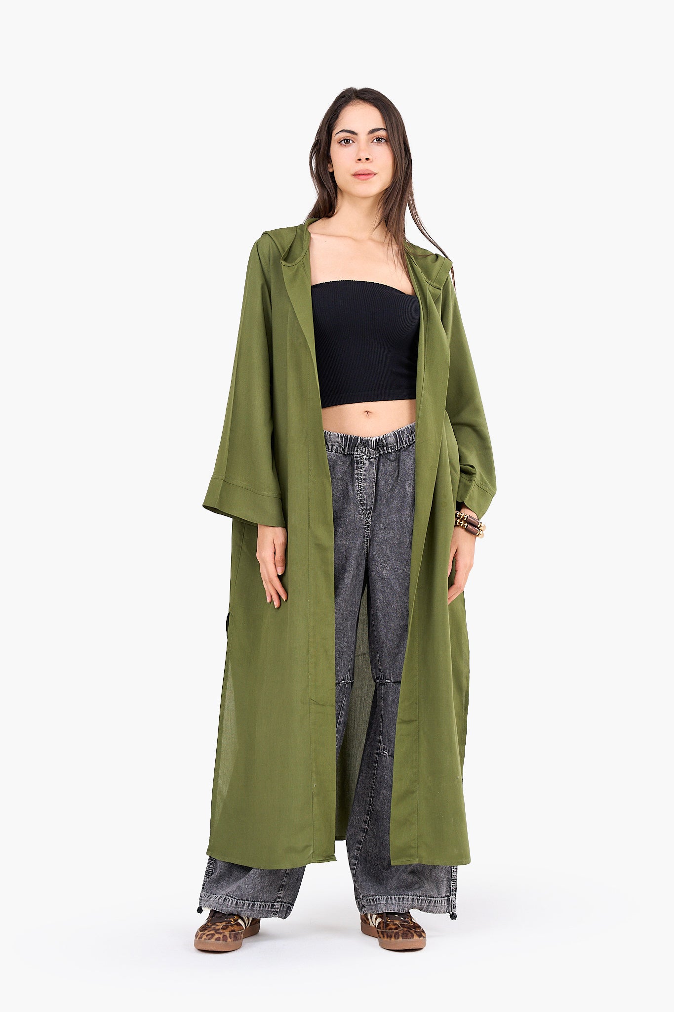 Solid Pattern Hooded Cardigan