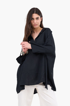 Half Placket Oversized Shirt