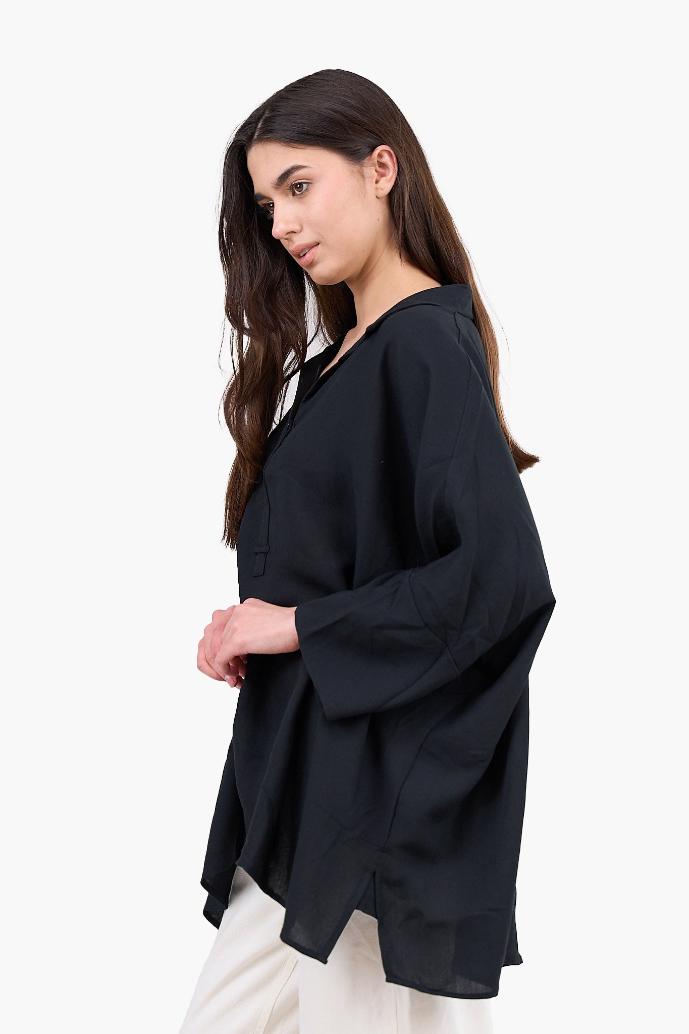 Half Placket Oversized Shirt