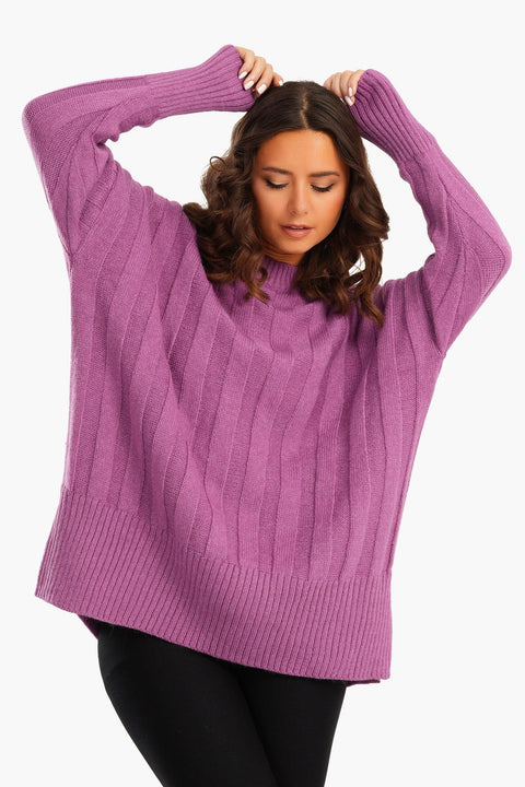 Large Rib Knitting Pullover