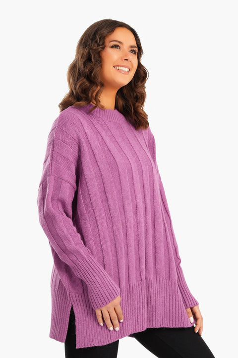 Large Rib Knitting Pullover