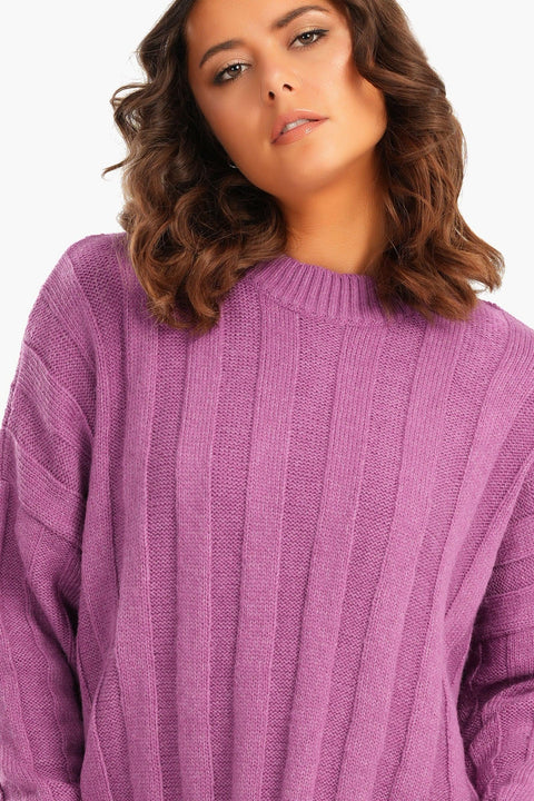 Large Rib Knitting Pullover