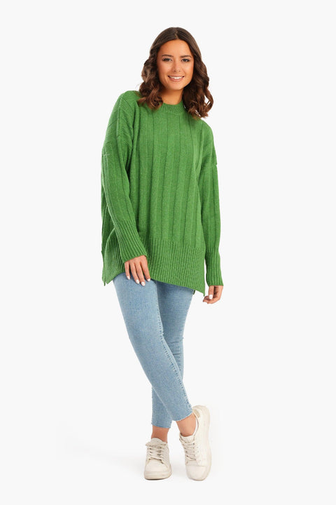 Large Rib Knitting Pullover