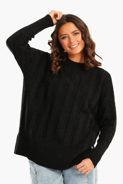 Large Rib Knitting Pullover
