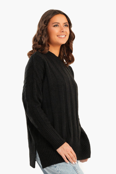 Large Rib Knitting Pullover