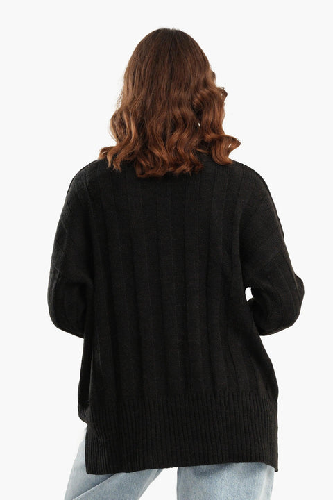 Large Rib Knitting Pullover