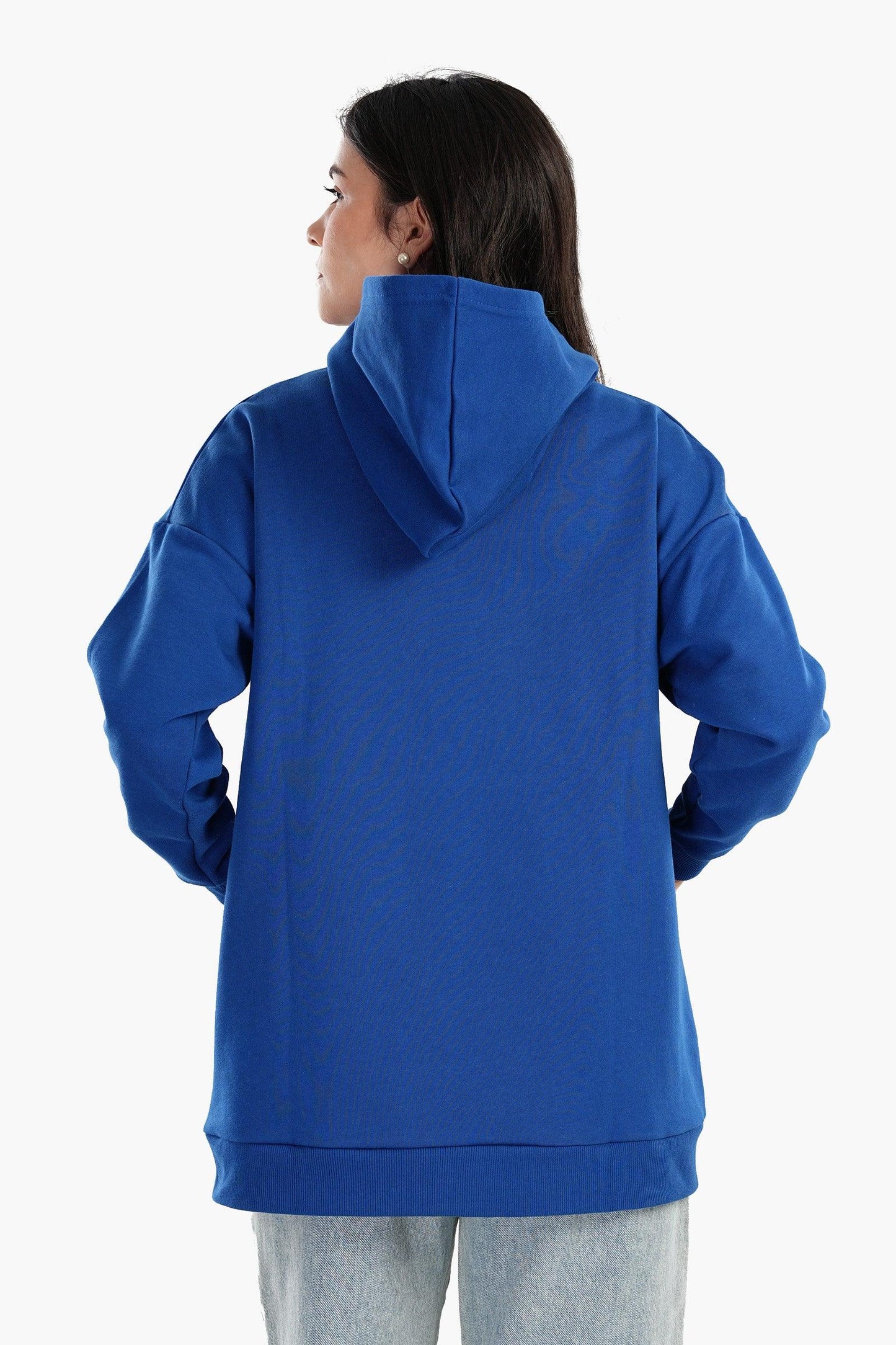 هودي مريح مطبوع أزرق