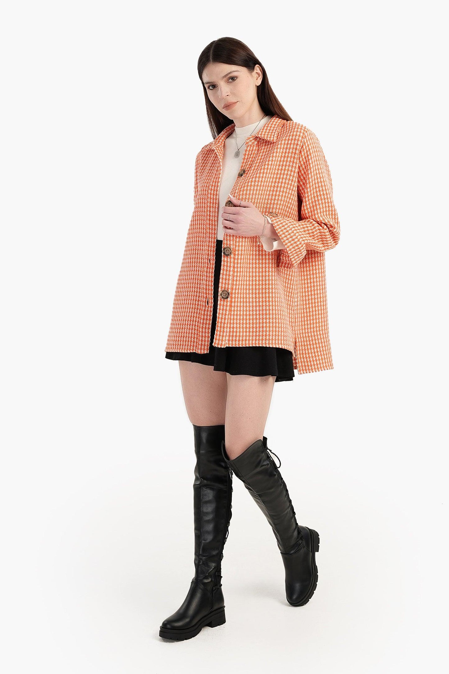 Tweed Button Closure Shirt