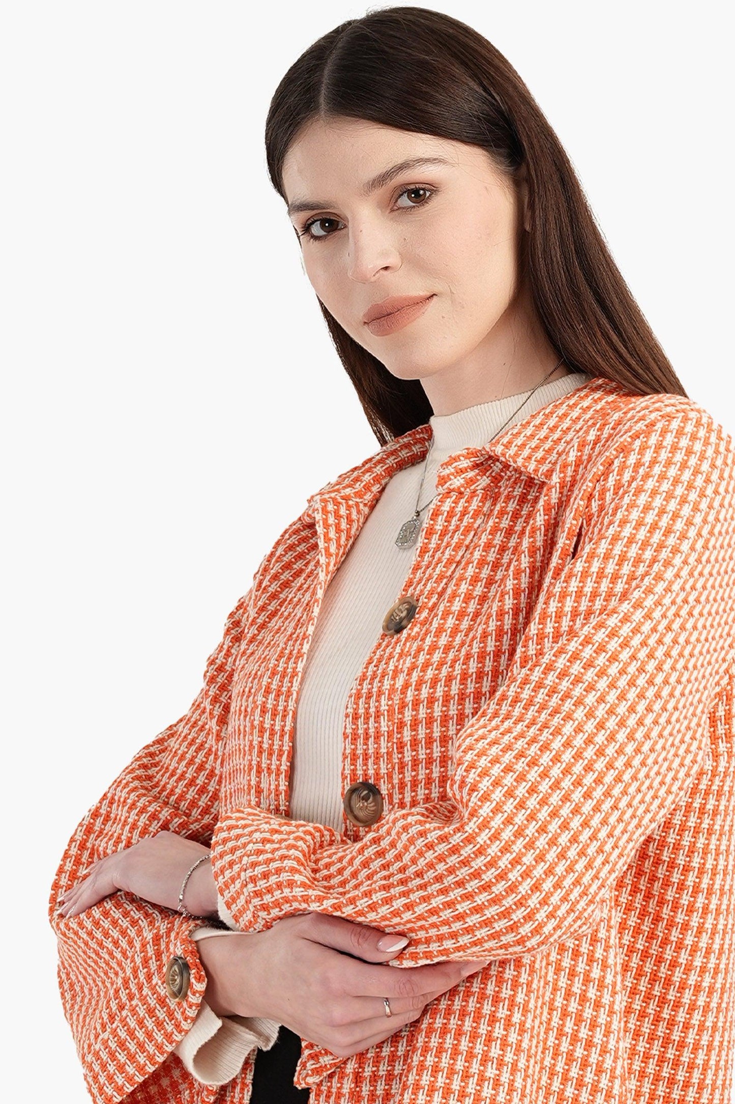 Tweed Button Closure Shirt