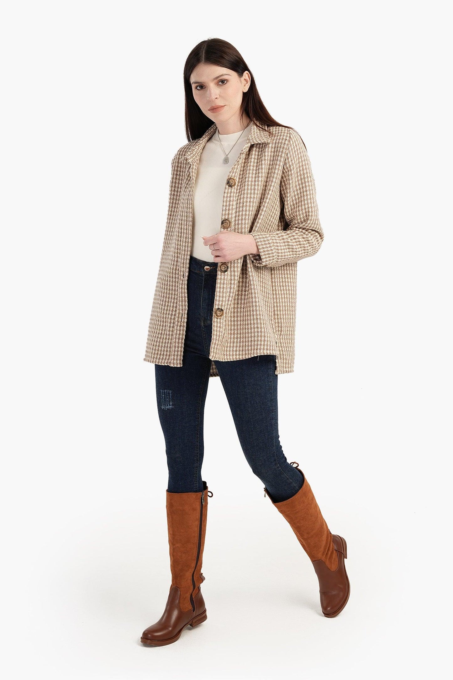 Tweed Button Closure Shirt