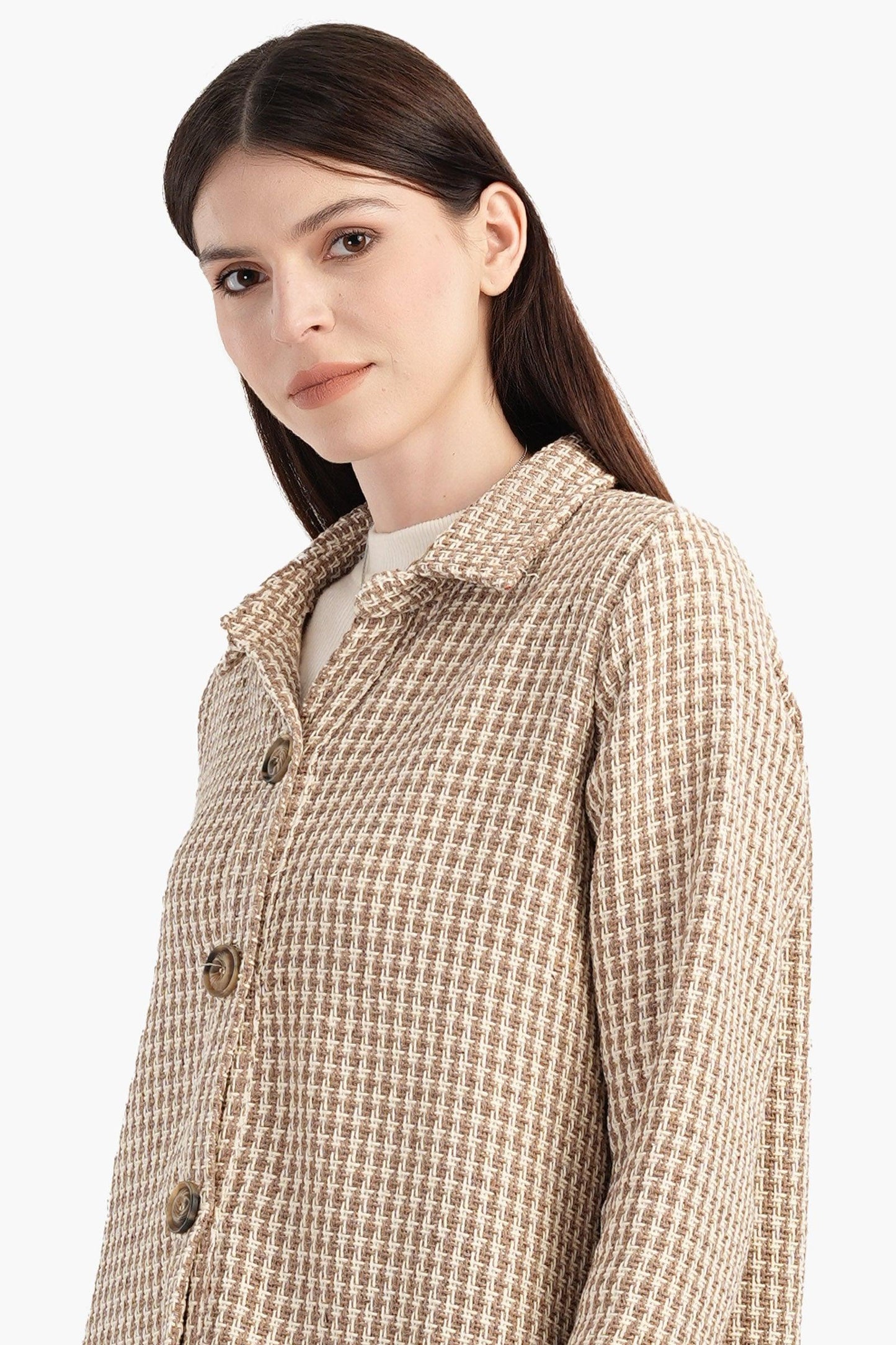 Tweed Button Closure Shirt