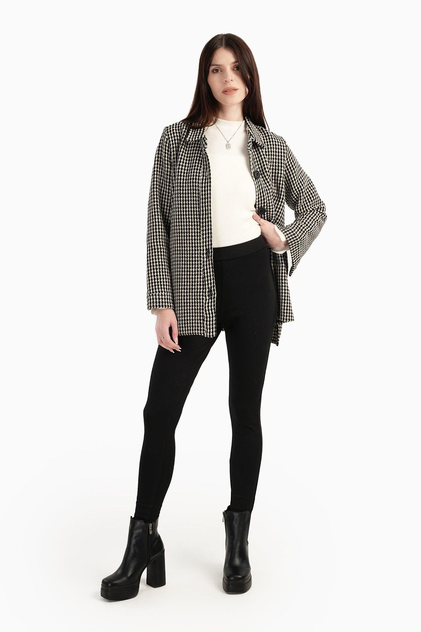 Tweed Button Closure Shirt