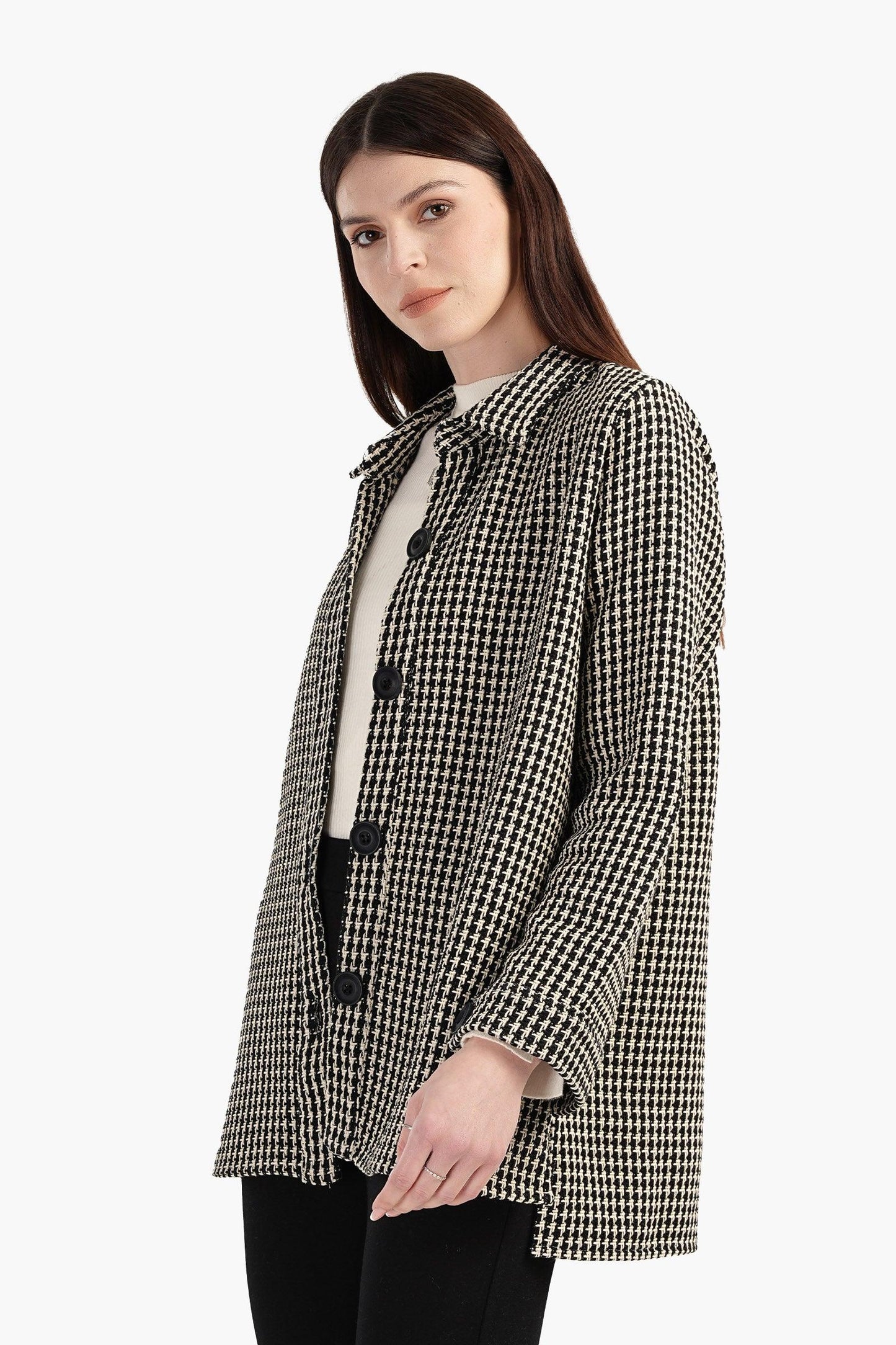 Tweed Button Closure Shirt