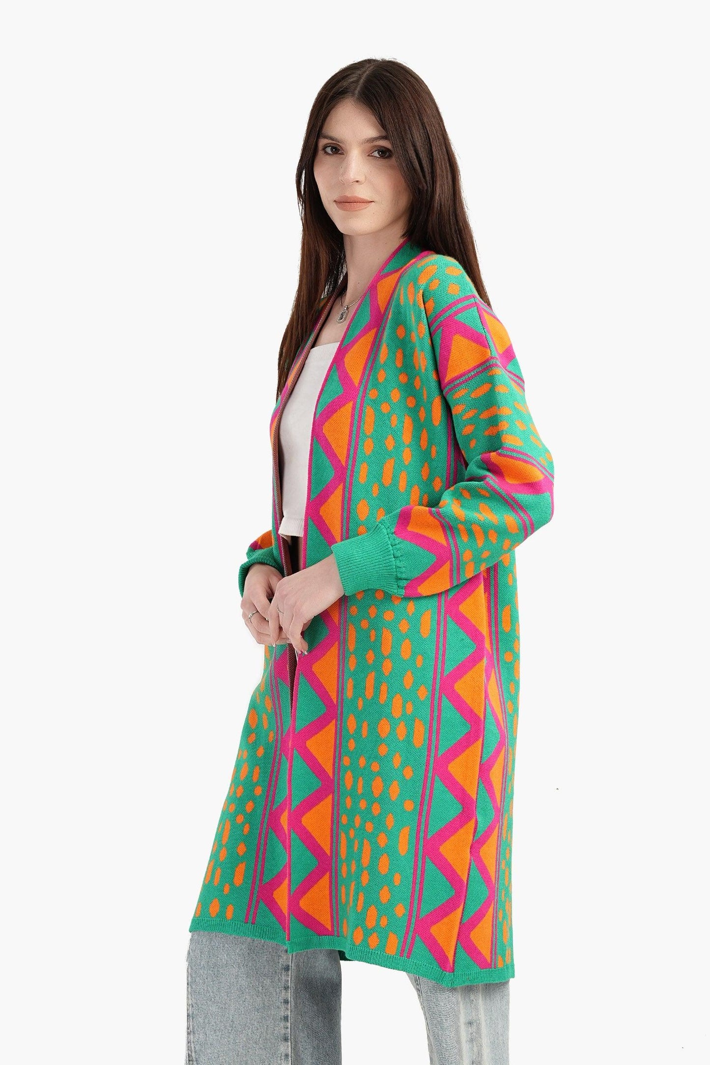 Open Front Colored Cardigan