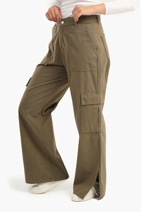 Linen Baggy Pants with Slits