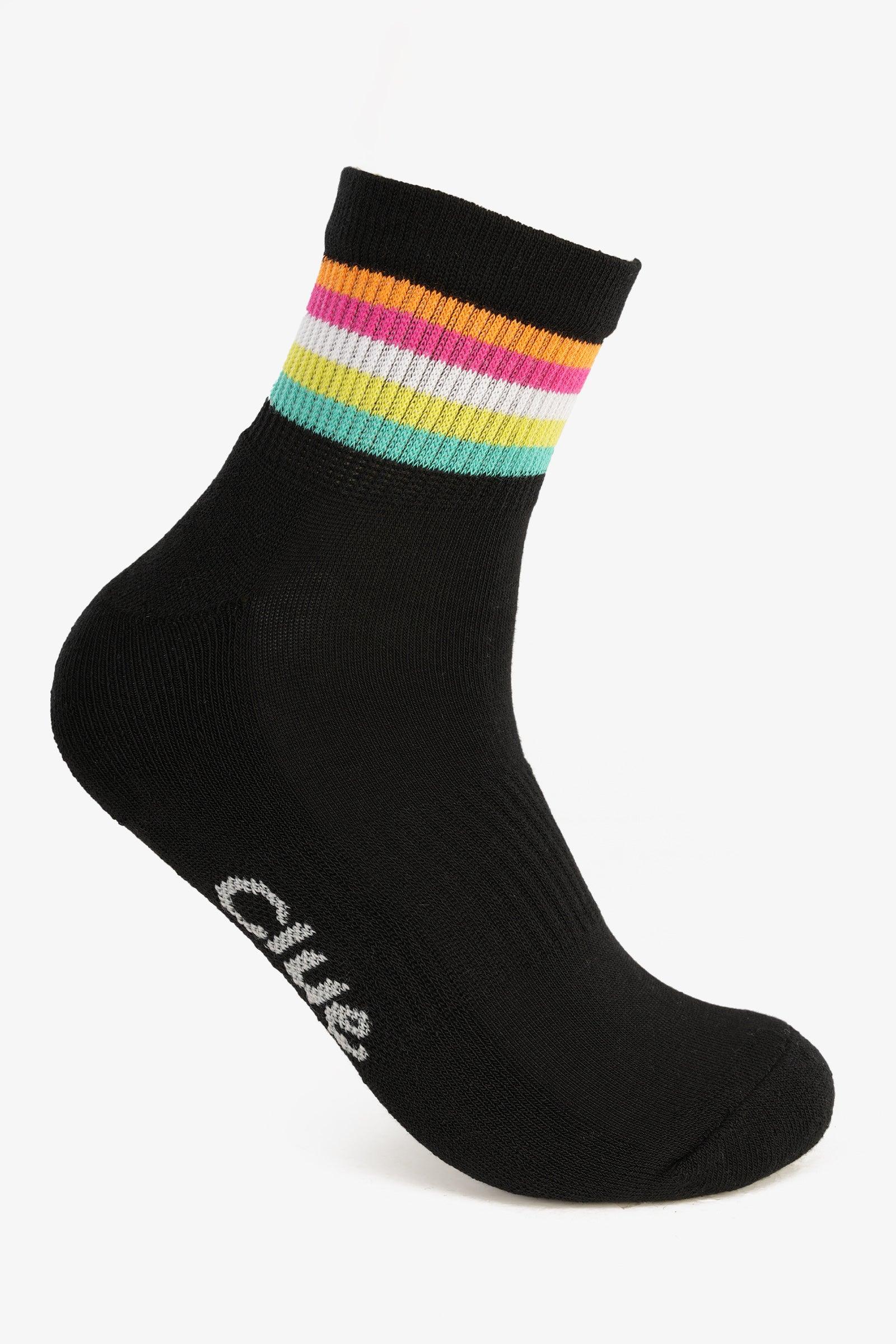 Striped Quarter Length Socks - 3 Pairs