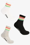 Striped Quarter Length Socks - 3 Pairs