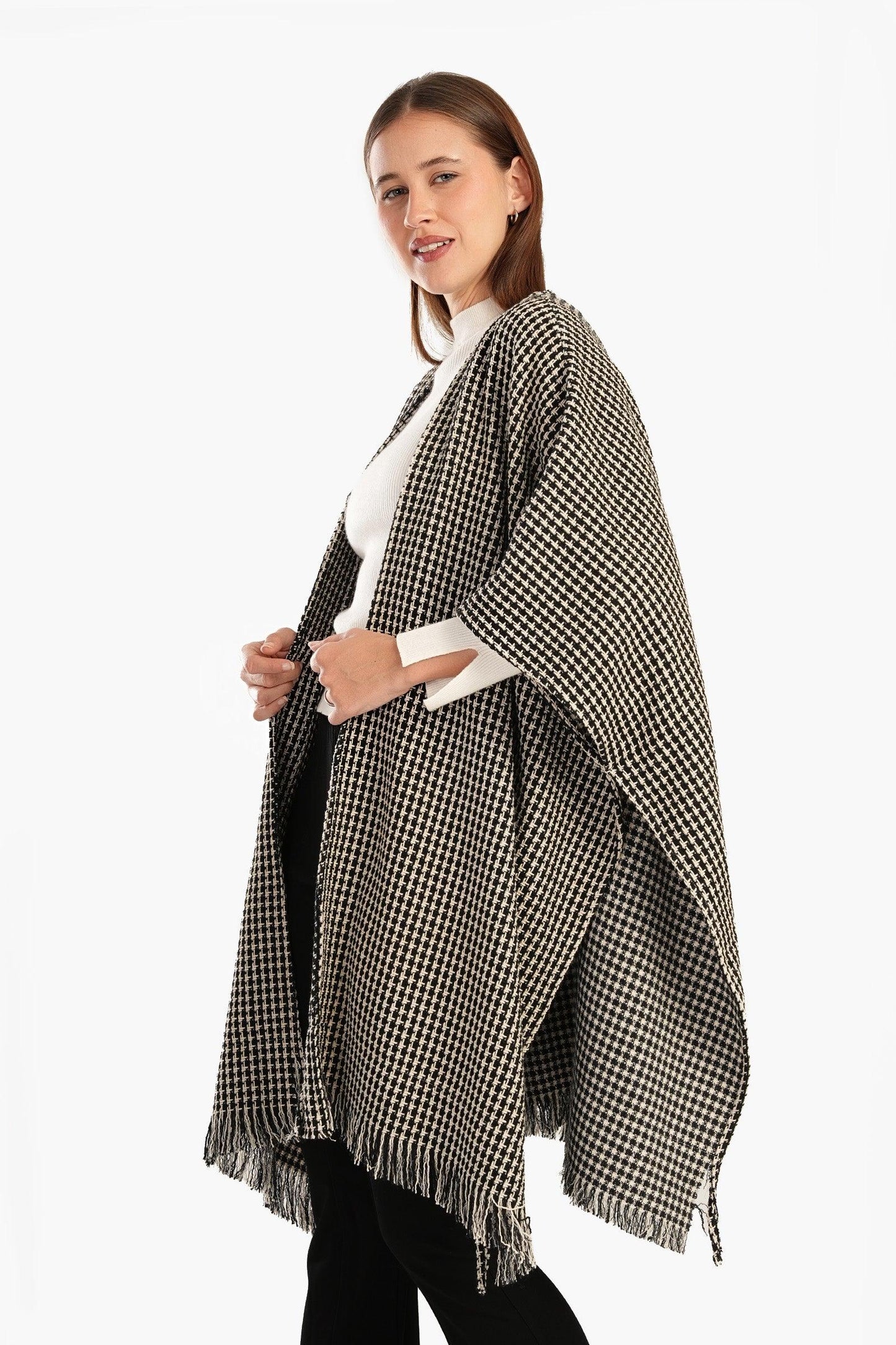 Tweed One Size Poncho