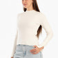 Mock Neck Ribbed Pullover