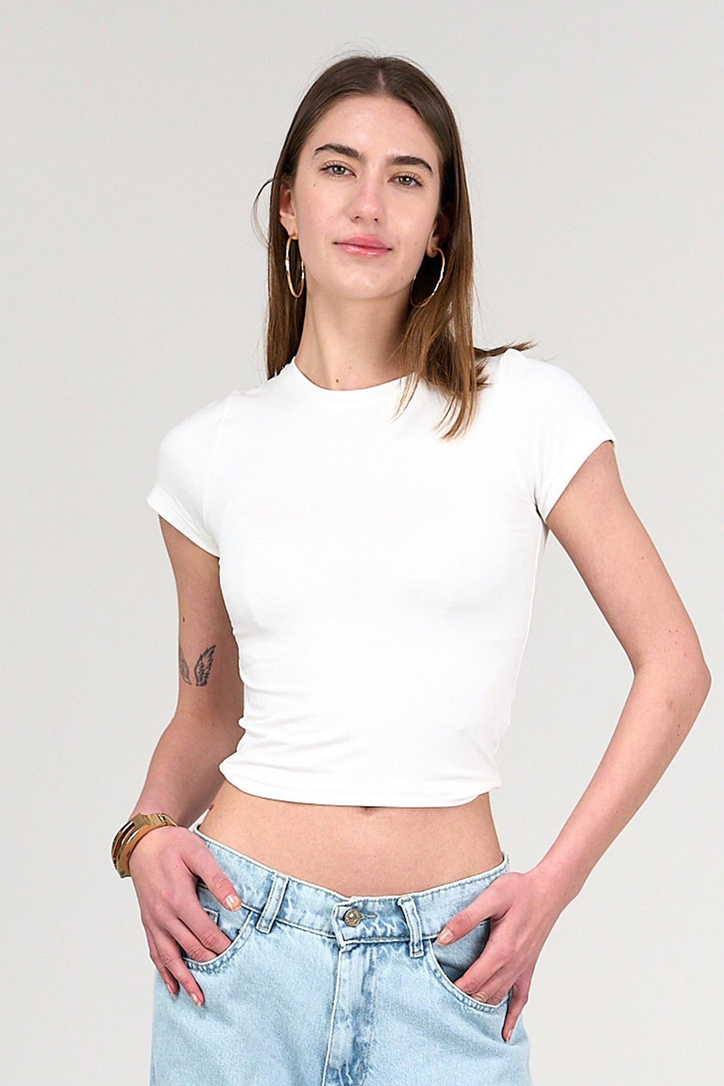 Cotton Blend Cropped Top