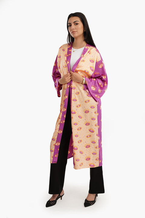 Color Block Satin Kimono