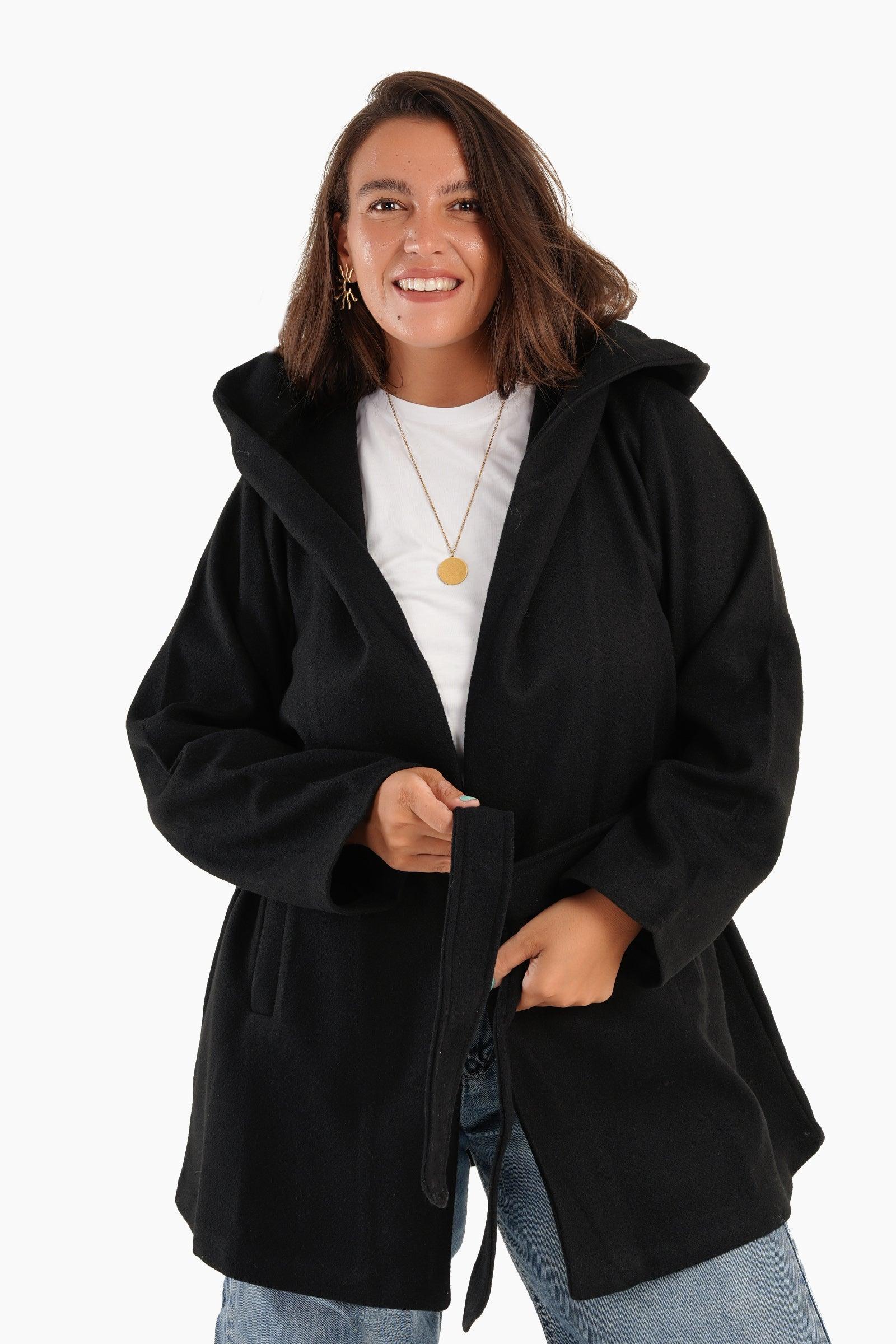 Hooded Wool Blend Coat