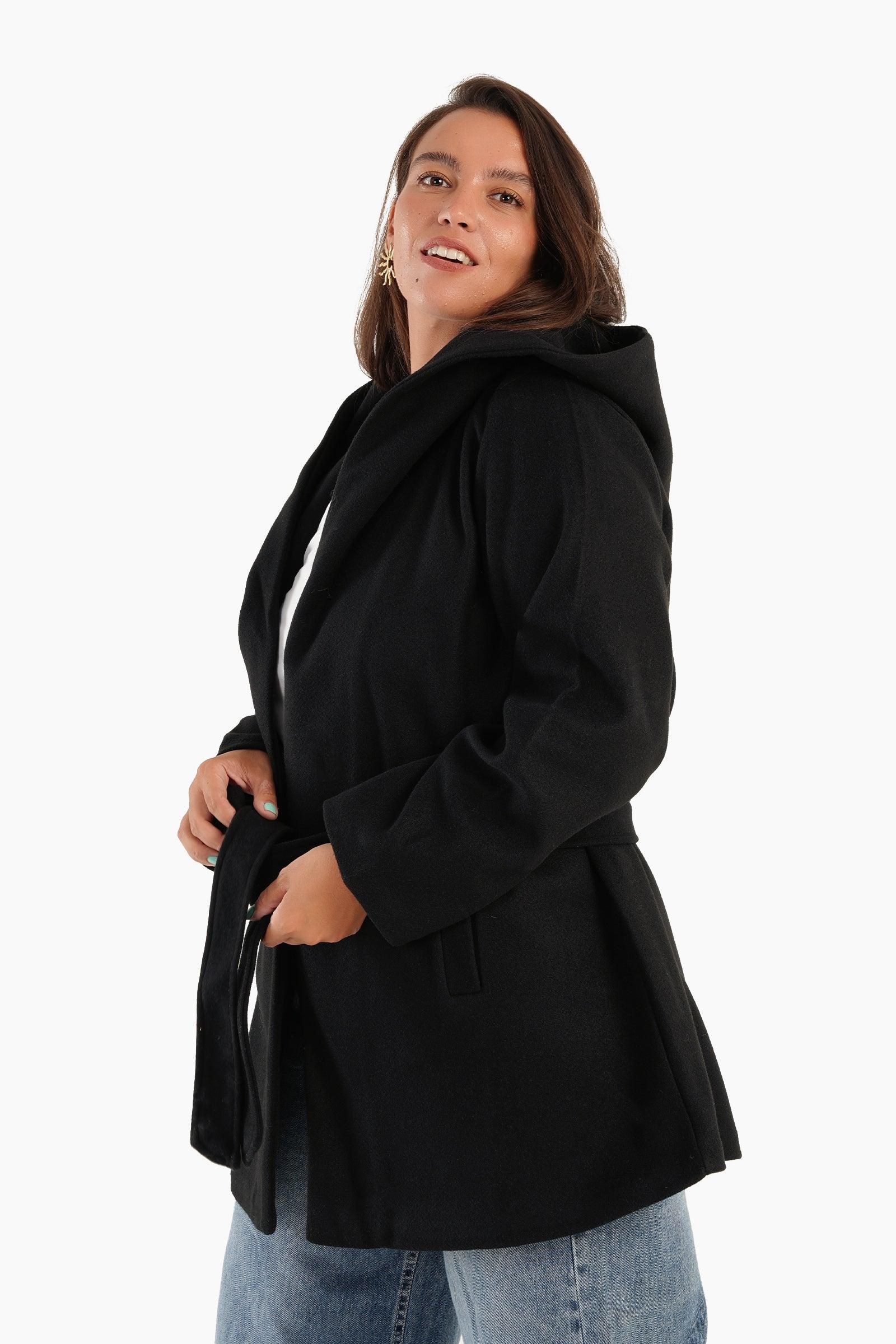 Hooded Wool Blend Coat