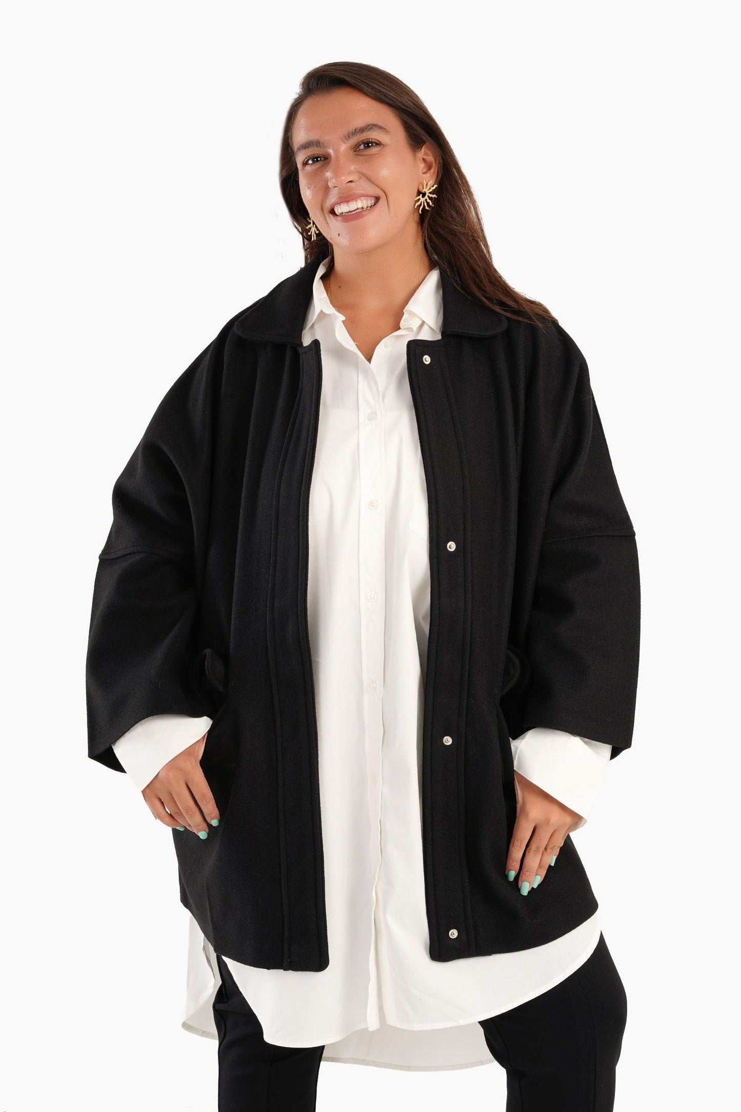 Wool Blend Collared Coat