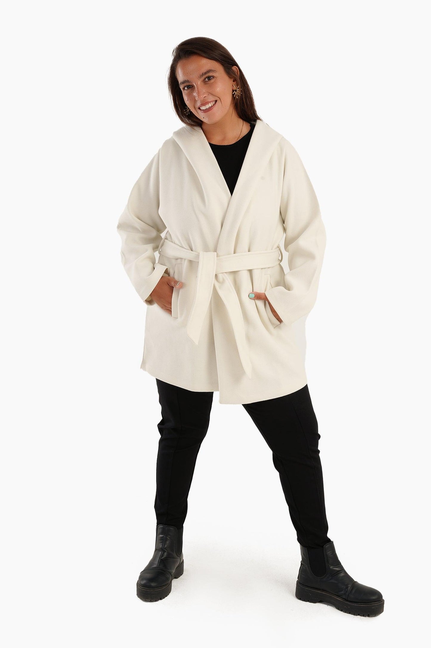 Hooded Wool Blend Coat