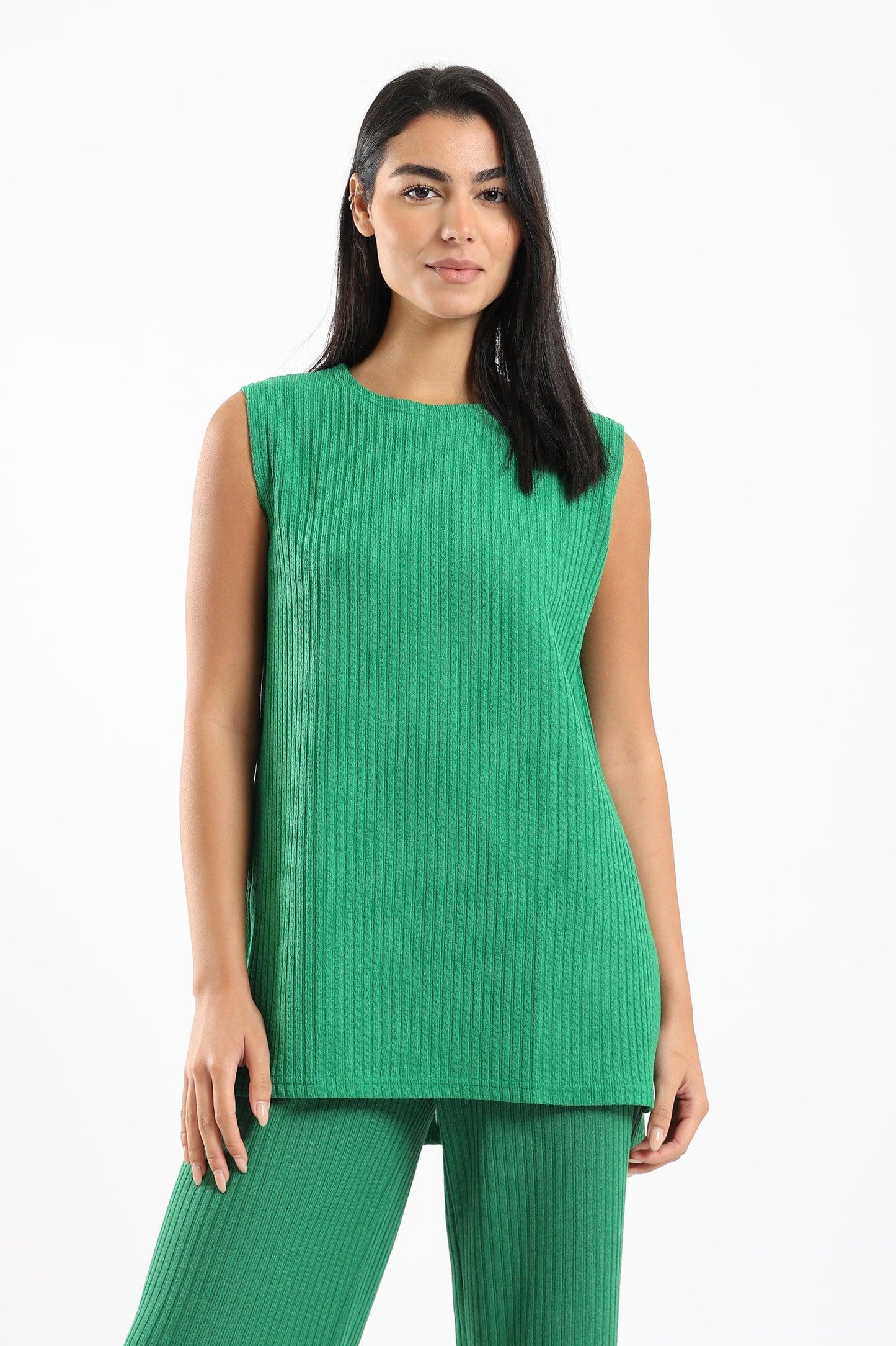 Ribbed Knitted Sleeveless Top - Clue Wear