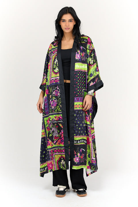 Satin All Over Print Kimono