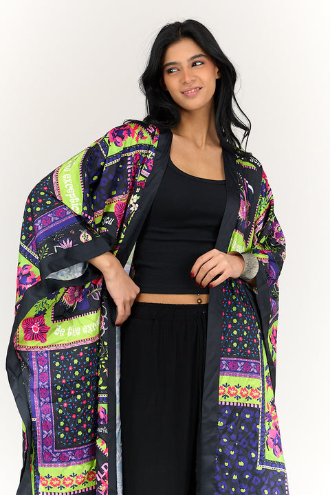 Satin All Over Print Kimono