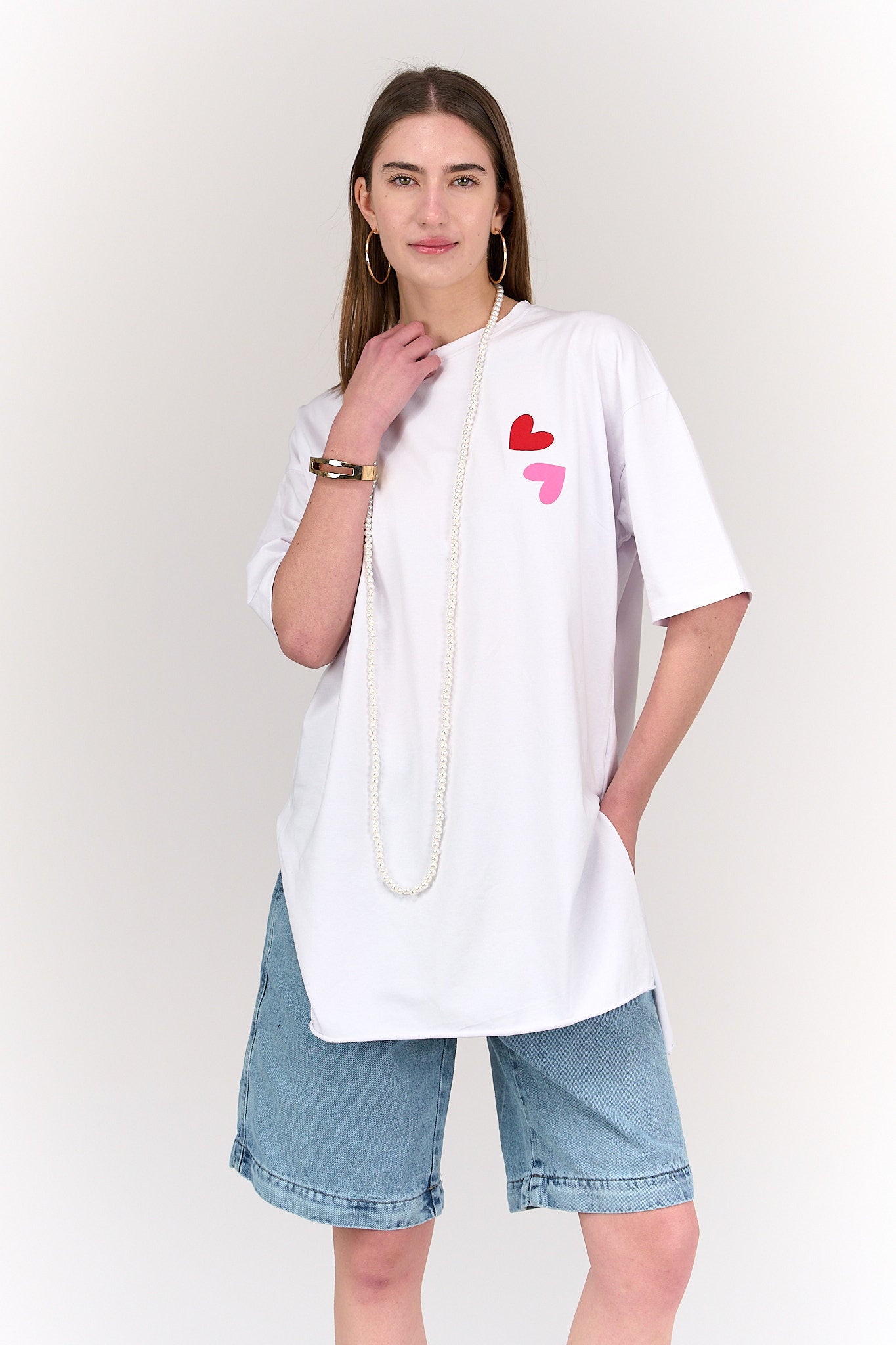 تيشيرت مطبوع بأكمام للكوع