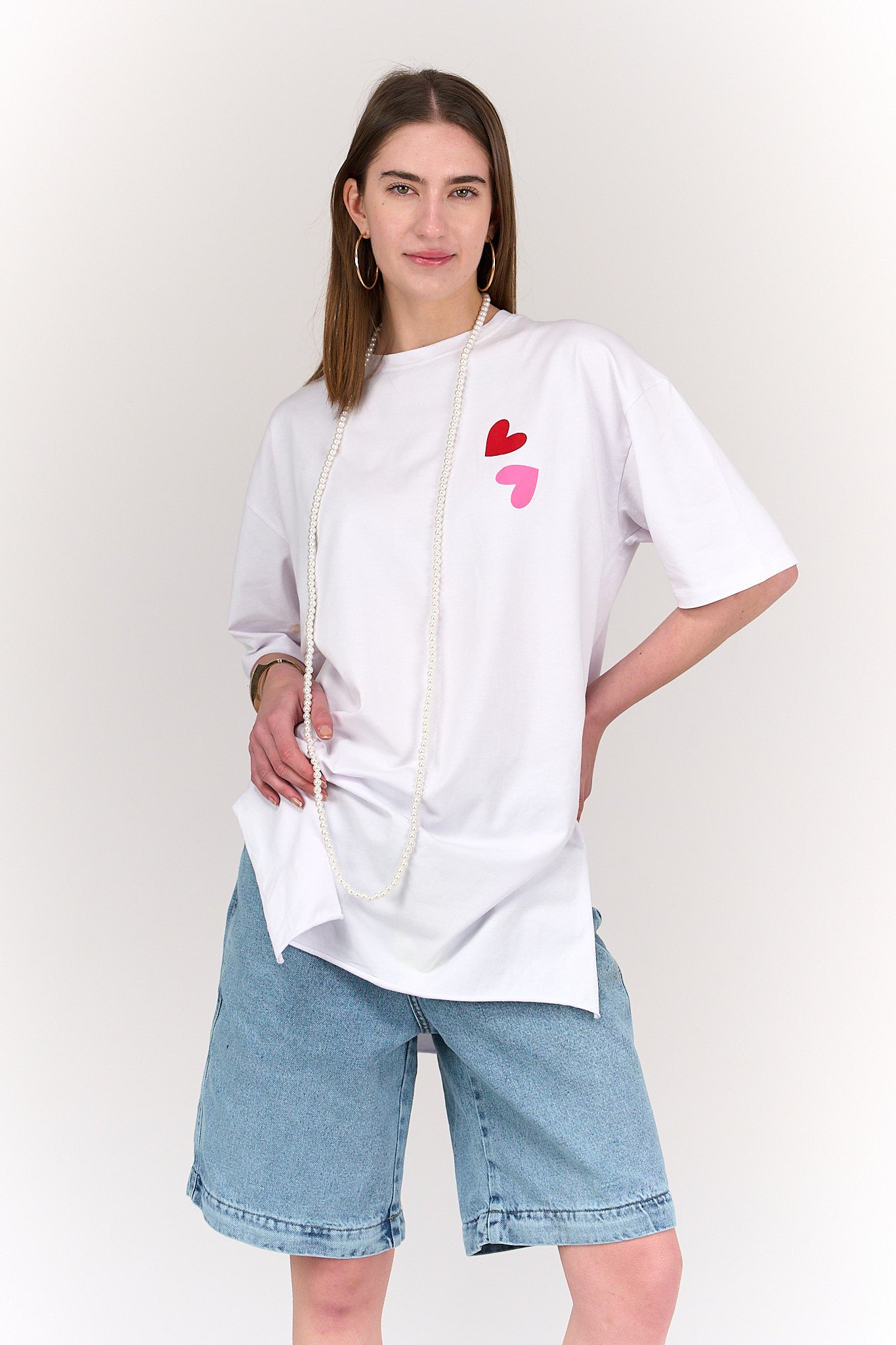 تيشيرت مطبوع بأكمام للكوع