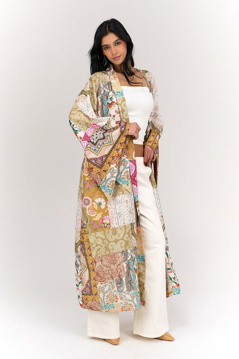 Flared Sleeves Printed Kimono