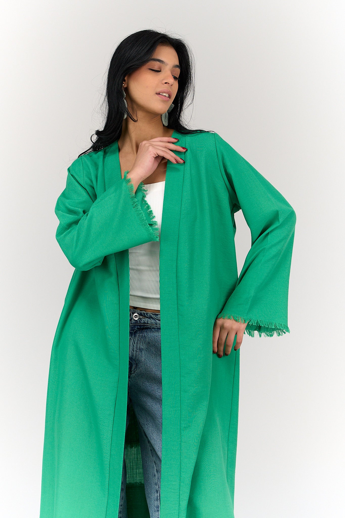 كيمونو مزين برقعات من الظهر